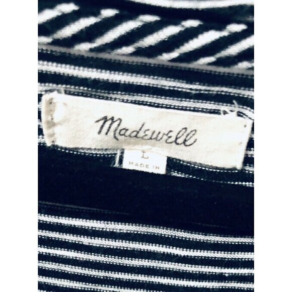 Madewell Womens Large Black White Stripe Anthem Crew Neck Top - Picture 5 of 6